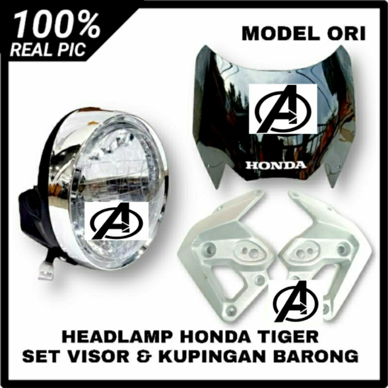 REFLEKTOR LAMPU DEPAN HEADLAMP HONDA TIGER TIREV TIGER REVO SET VISOR 2MM 3MM DAN KUPINGAN BARONG SI