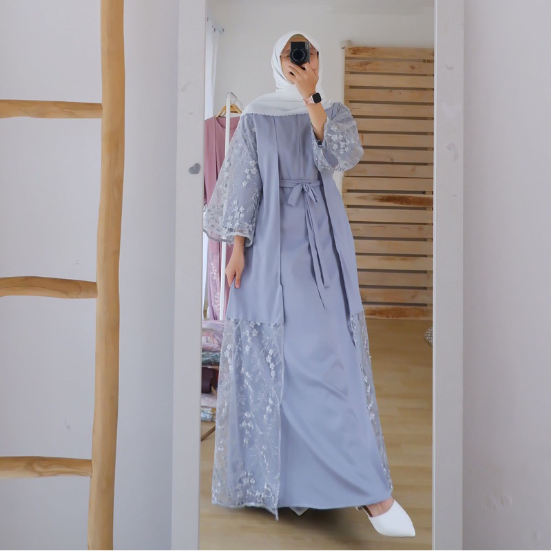 Almasah Longdress || Dress kombinasi tulle brokat