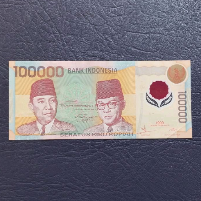 Polymer kuno Rp. 100.000  rupiah seri Soekarno Hatta tahun 1999