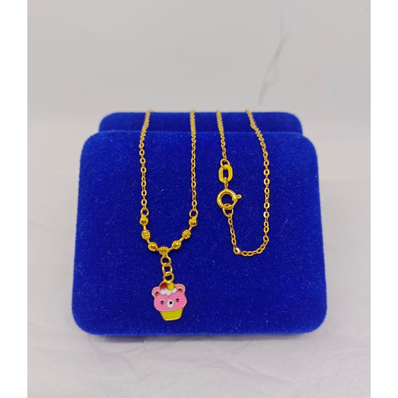 kalung koye nori vensy anak +m. boneka bts cat warna / kalung perak asli silver 925 lapis emas/ kalung fashion terbaru