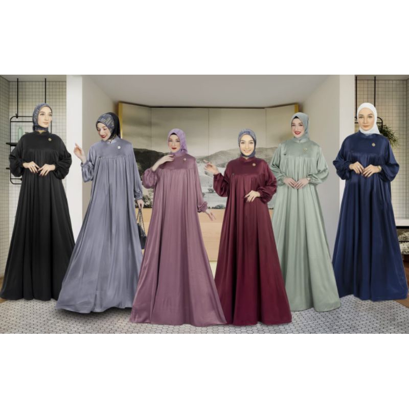 Gamis Mewah Elegan Siap Kirim Gamis Silk Dior silk Armani silk