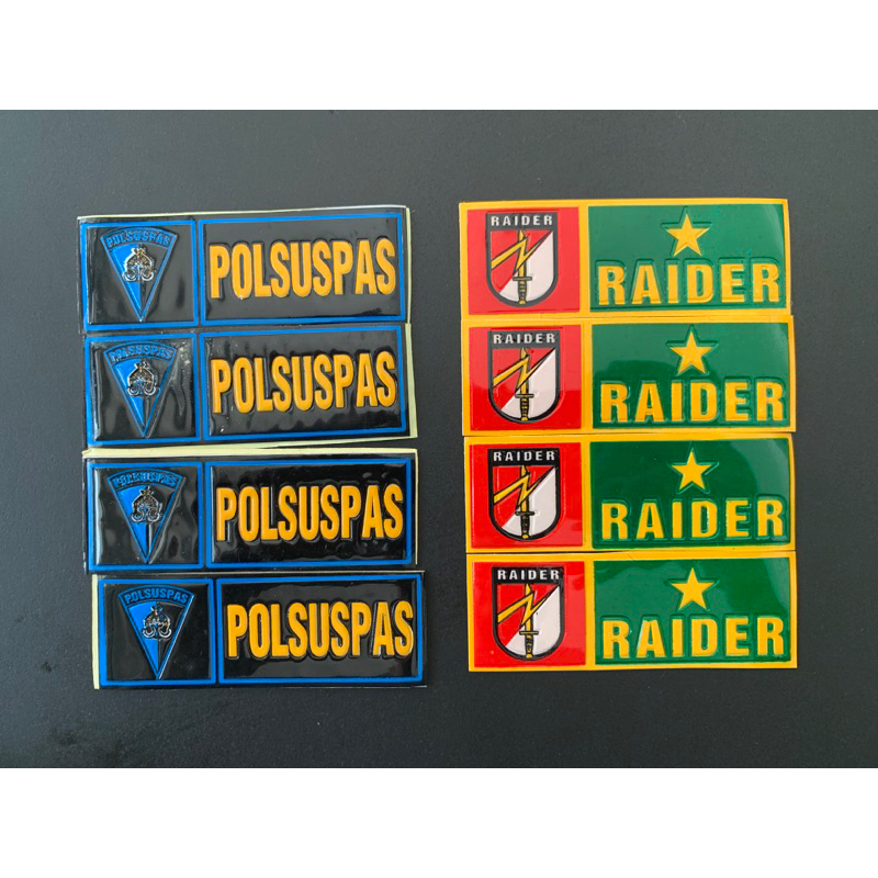 Sticker Stiker Plat Nomor Mobil Motor Timbul Sepuluh Ribu Dapat Empat - RAIDER, POLSUSPAS, Akademi TNI, AKMIL PERBAKIN, INDONESIA, TNI AU, TNI AD, TNI AL, MARINIR, DISHUB, POLISI, RAIDER, KAVALERI, KOSTRAD, KOPASSUS, BANSER