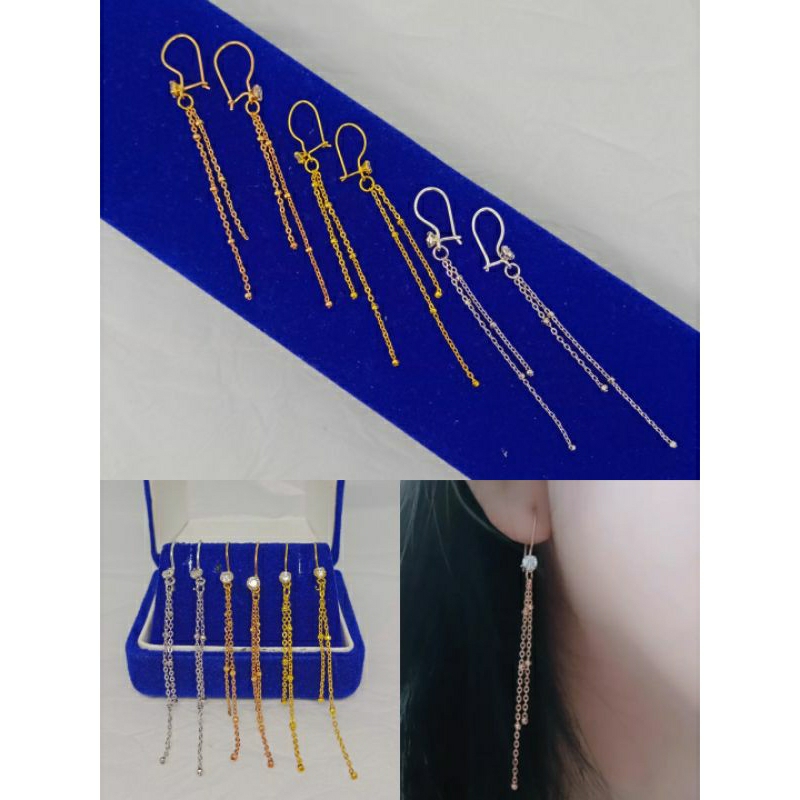 anting kait mp 1+rumbay jedar/perak asli silver 925 lapis emas/perhiasan fashion wanita terbaru