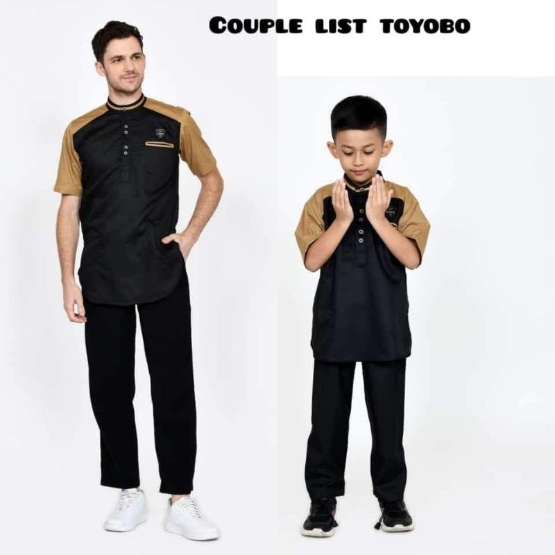 Al Muslim Baju Koko Kurta Couple Ayah dan Anak Lengan Pendek Katun Toyobo