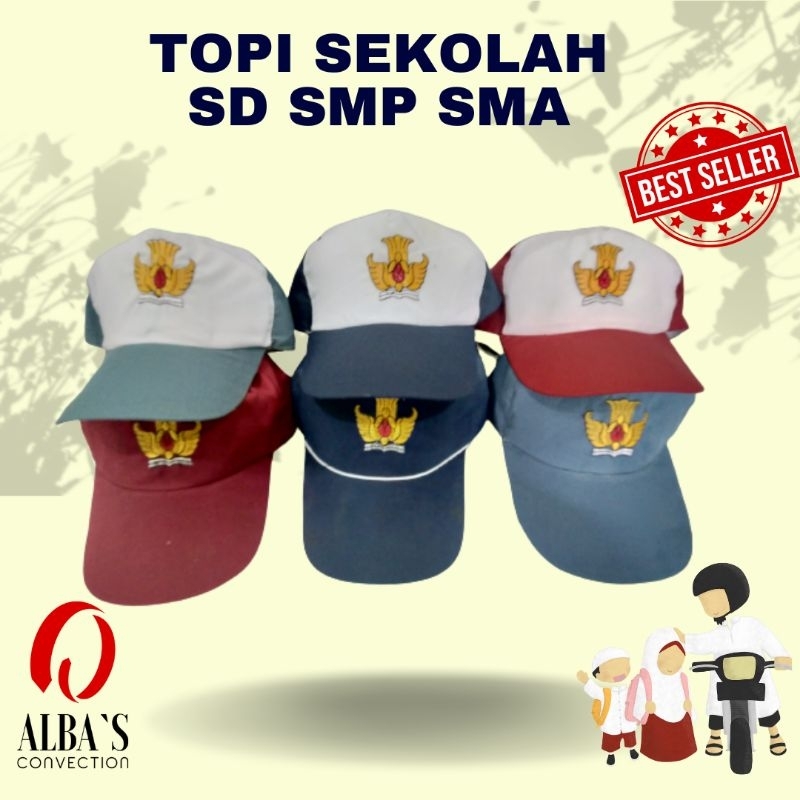 Topi Sekolah SD SMP SMA Bordir Perekat