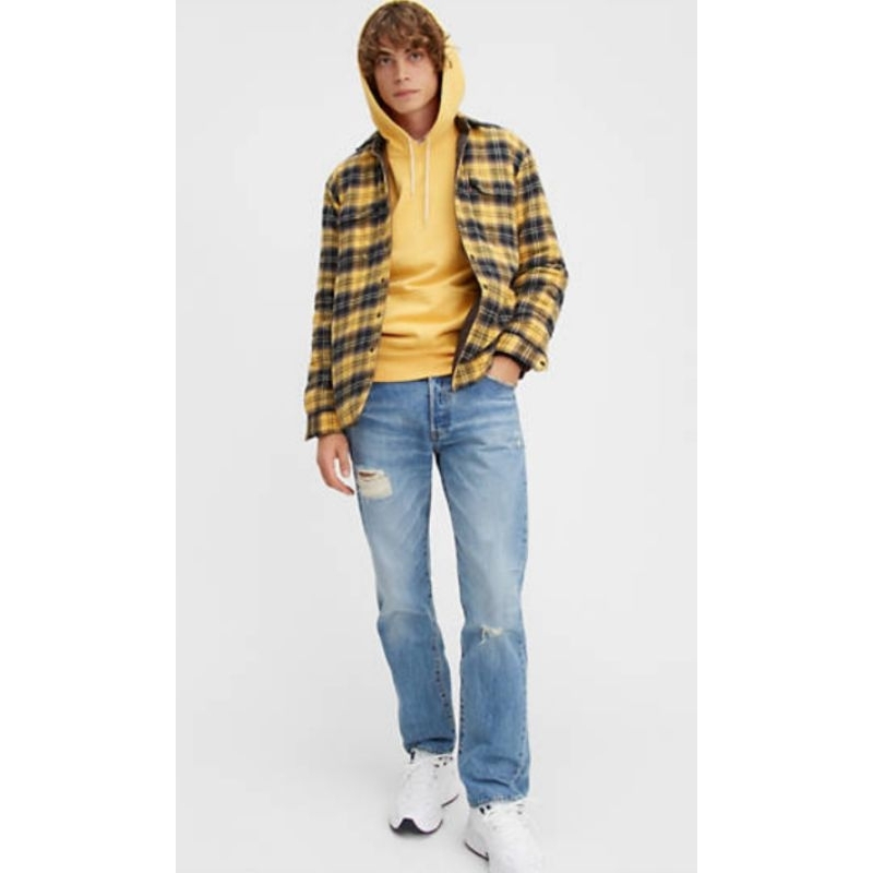 Levis 501 93 Stright Original Mid Blue Destructed