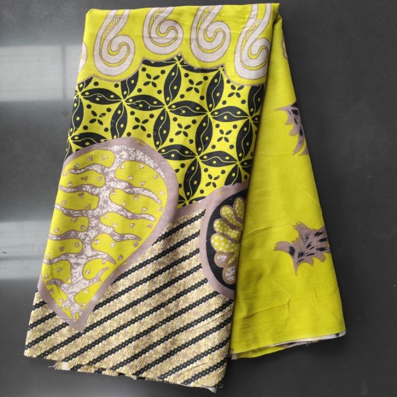 Kain Batik Murah / Kain batik warna kuning lemon / Kain batik Katun