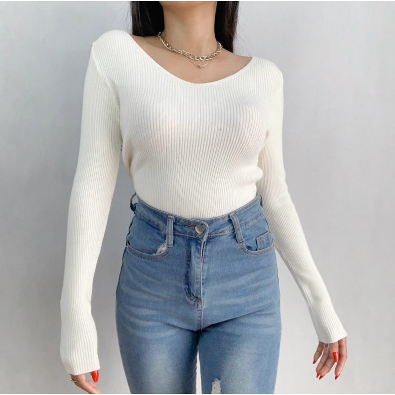 [LUXE.DLABEL] - F12 Top [ Atasan Rajut Wanita Atasan Rajut Import wanita Atasan lengan panjang rajut Kaos wanita Vest wanita Atasan Wanita Atasan Halter tank Korea wanita Korean top Croptop Croptee Atasan perempuan Top premium quality]