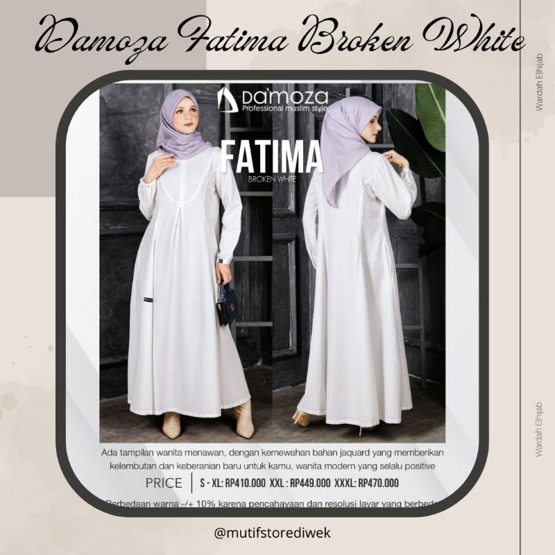 GAMIS DAMOZA FATIMA PUTIH TERBARU