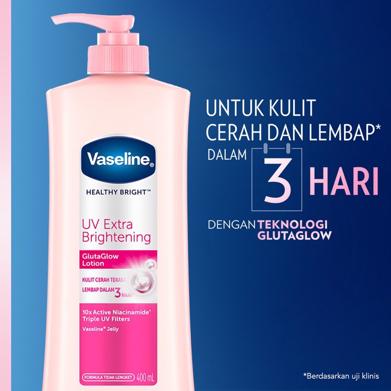 Vaseline UV Extra Brightening Body Lotion 400 ml Gluta Glow Lightening Mencerahkan 400ml - Original BPOM COD