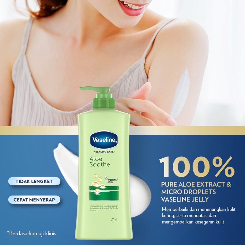 Vaseline Hand Body Lotion Intensive Care Aloe Vera Soothe 400 ml Original BPOM COD Melembabkan 400ml