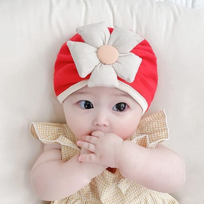 NEW Turban topi bayi motif satu bunga besar tiga warna kualitas premium