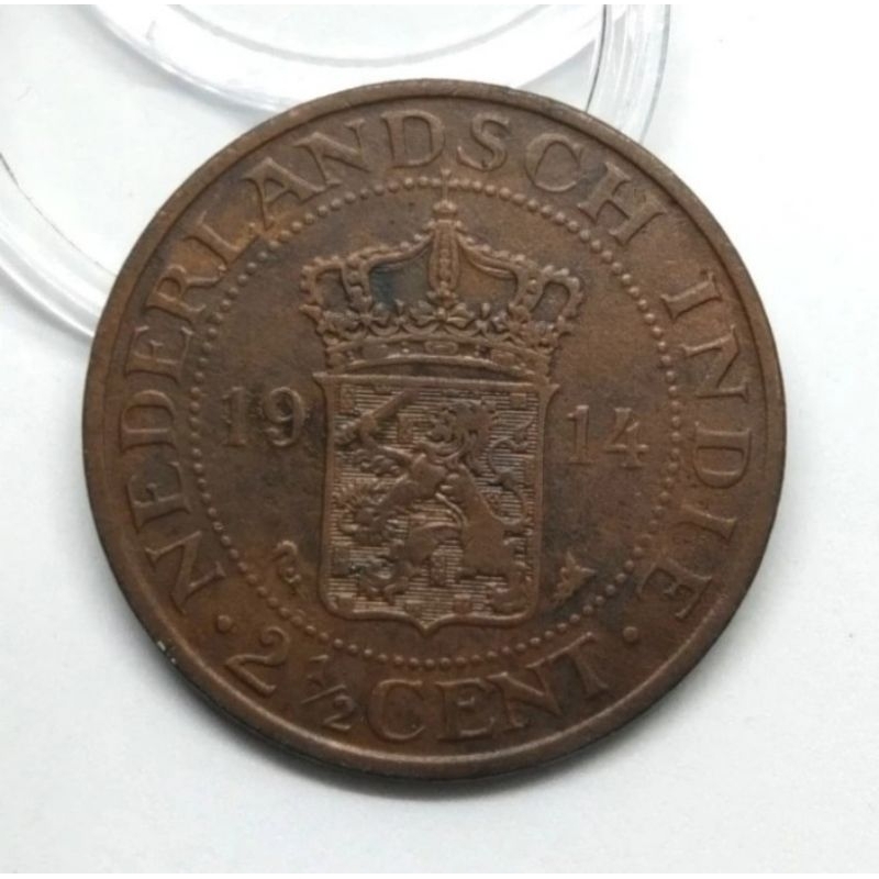 Uang Koin Kuno Nederlandsch Indie 2.5 Cent 1914 Original