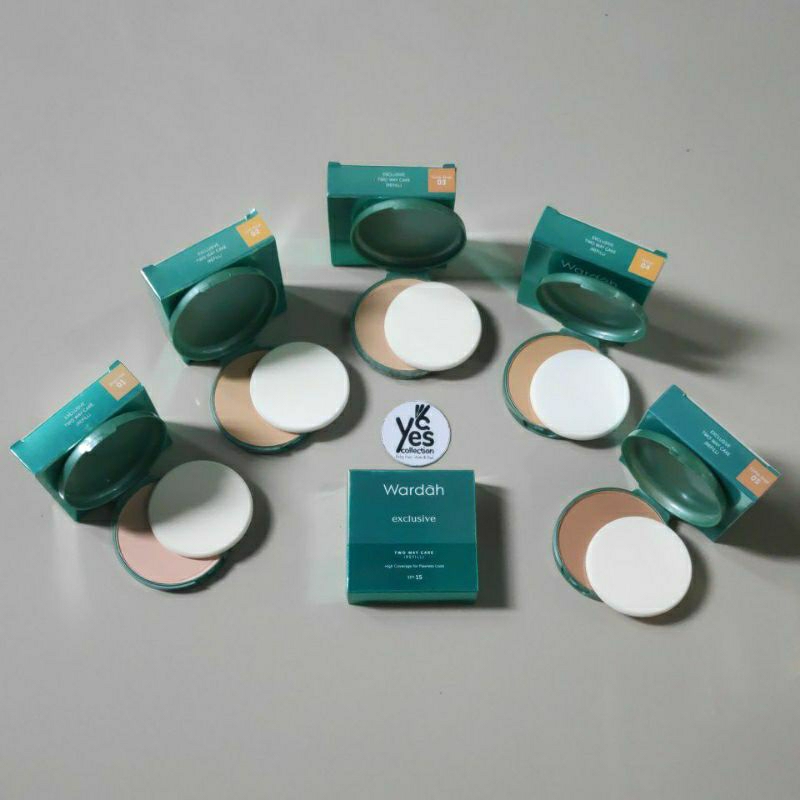 Wardah Exclusive Two Way Cake Refill 01 Sheer Pink 02 Light Beige 03 Sandy 04 Natural 05 Coffee Kosmetik Muka Face Bedak &amp; Foundation Wajah Padat Highy Coverage For Flawless Look SPF 15 Samarkan bekas Jerawat Noda Hitam