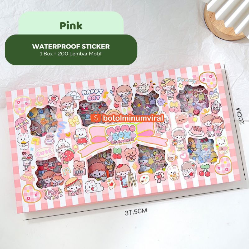 Sticker Momo Box 200 pcs Viral Aesthetic Deco Jurnal Korea Waterproof