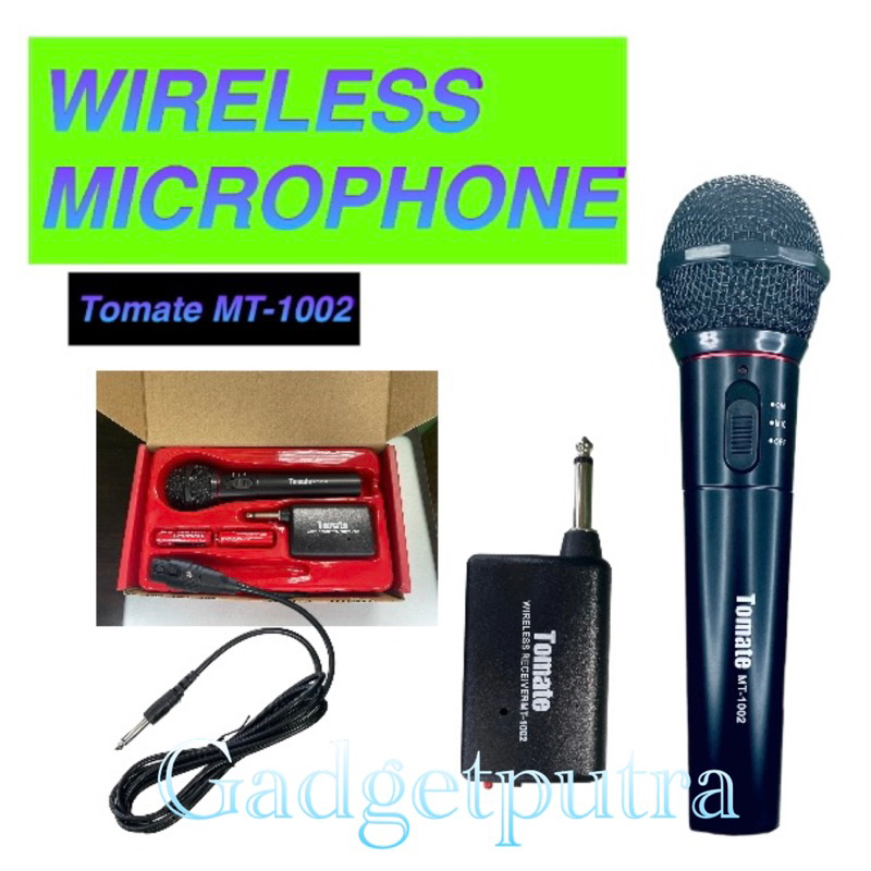 Microphone Wireless TOMATE MT-1002 - Mic Wireless dan Kabel - Microphone Wired &amp; Wireless - Mikrofon Bluetooth dan Kabel