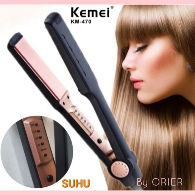 CATOKAN RAMBUT KEMEI KM-470 ORI/ PELURUS RAMBUT SUHU PROFESSIONAL