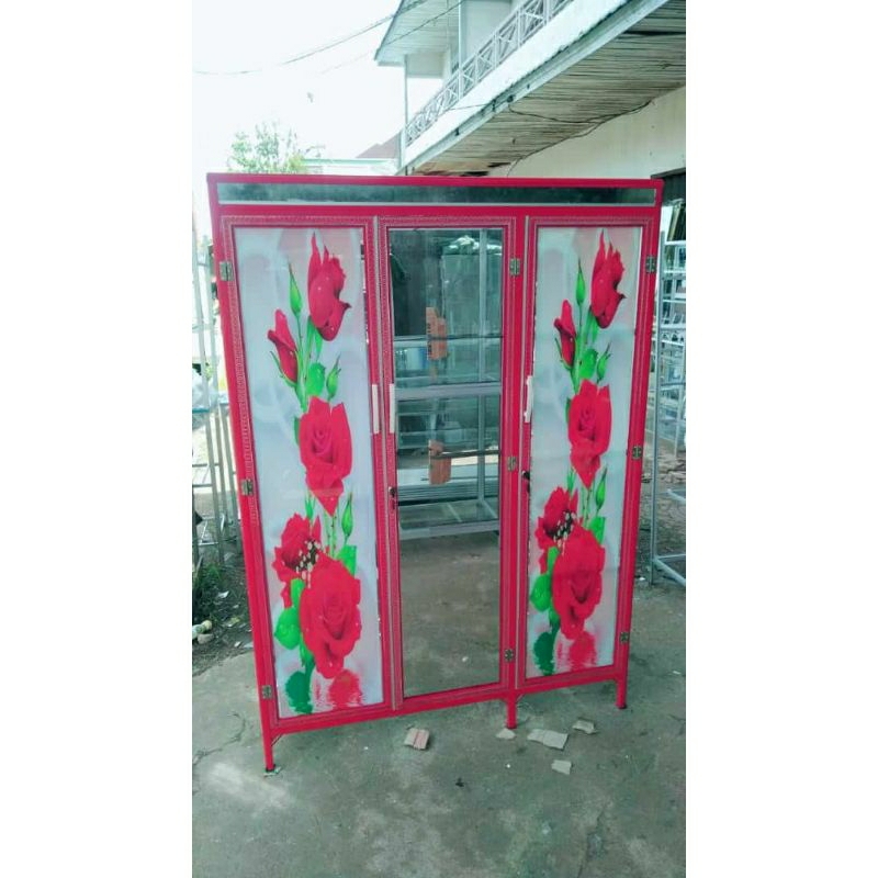 Lemari Pakaian Kaca 3 pintu/lemari pakaian