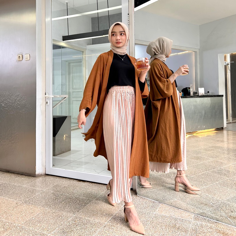 NOORKY “Celeste” Crinkle Long Outer / Batwing lengan kelalawar crincle crinkel krinkel krinkle kimono