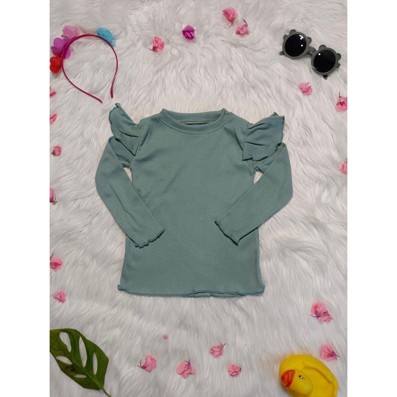 Baju Atasan Anak Perempuan Syakila Ruffle Knit Tee 1-5 Tahun