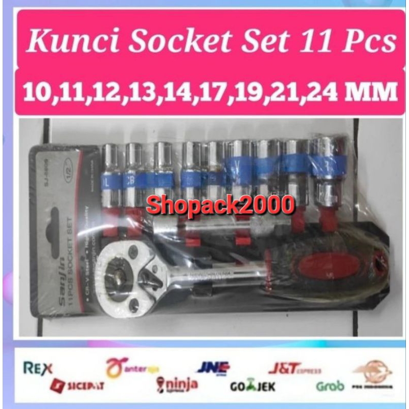 Kunci Sok Socket Set 11 Pcs 1/2&quot; (10,11,12,13,14,17,19,21,24 MM)