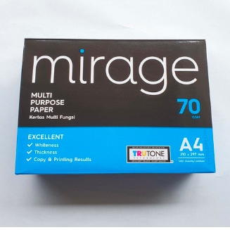 Kertas Print Fotocopy HVS A4 Mirage 70gsm Multi Purpose Isi 500 Lembar Original