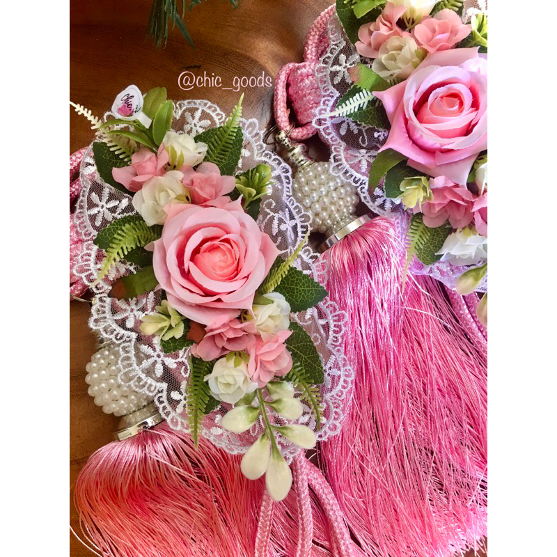 Tali gorden bunga .pink roses -ikat gorden