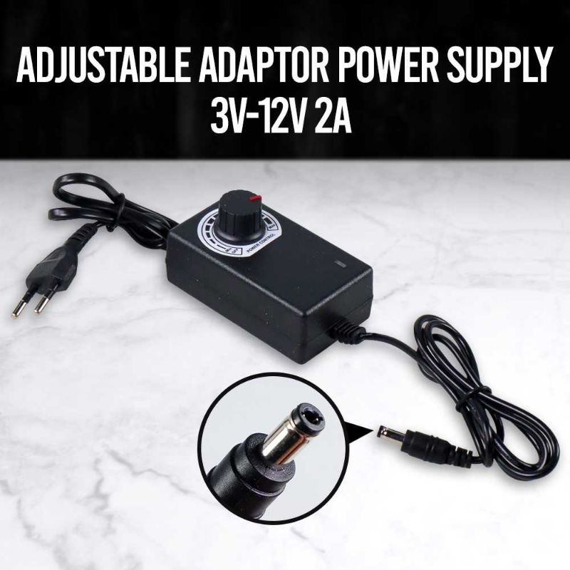 Adaptor Adjustable Power Supply Dinamo Bor DC 3V-12V 2A - HX-03-12-20