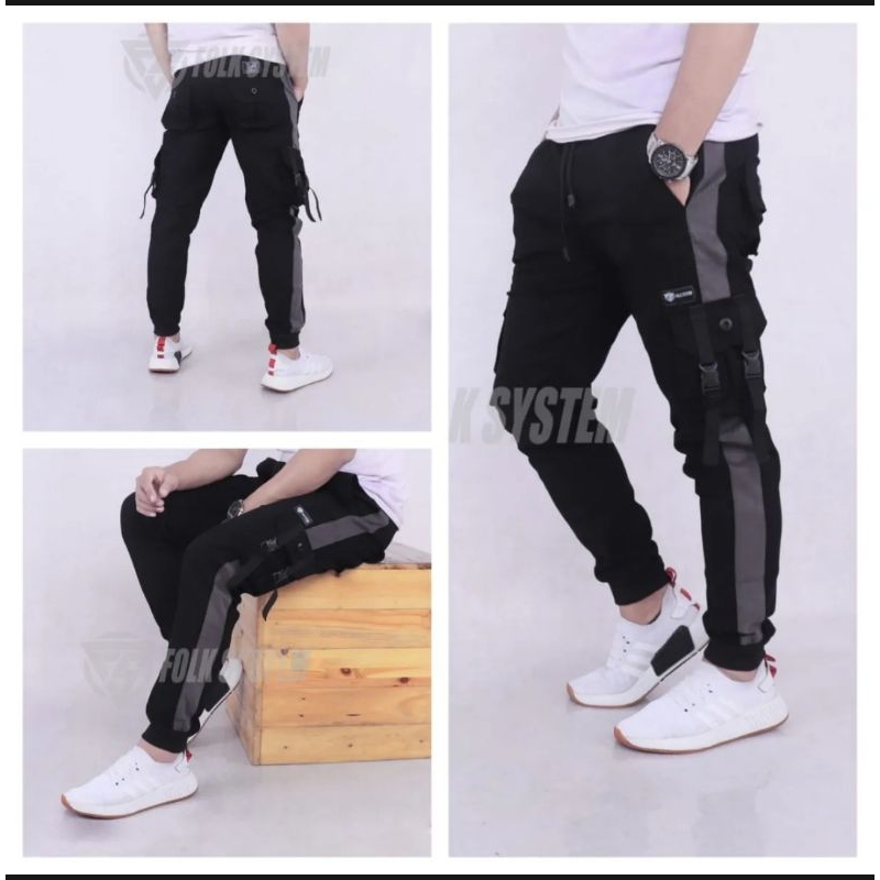 Celana Jogger celana Panjang pria celana cargo joger twill bikers