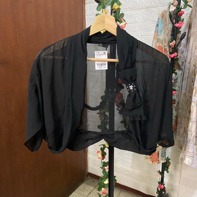 PL 049 BOLERO CARDIGAN HITAM WANITA PRELOVED LENGAN PENDEK LUCU