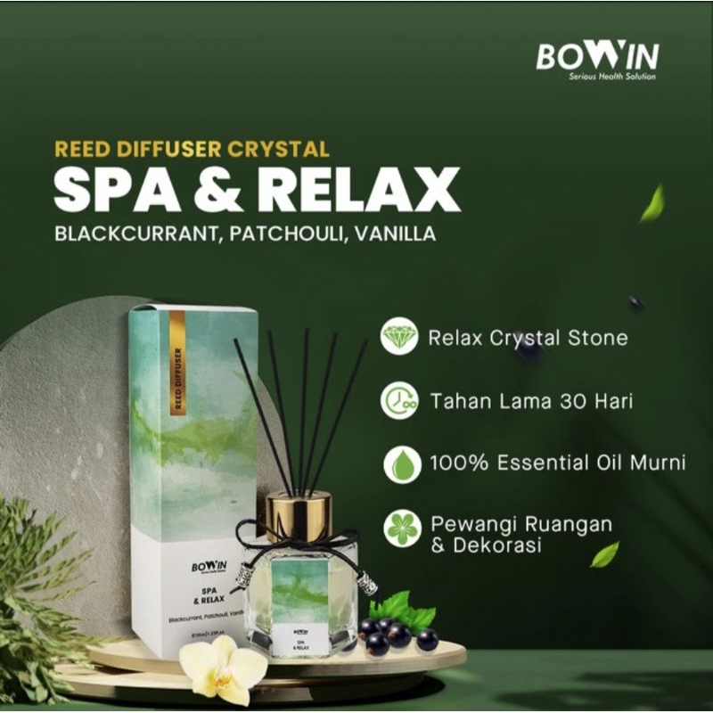 Bowin Reed Diffusser Crystal Aromatherapy Pengharum Ruangan Essential oil