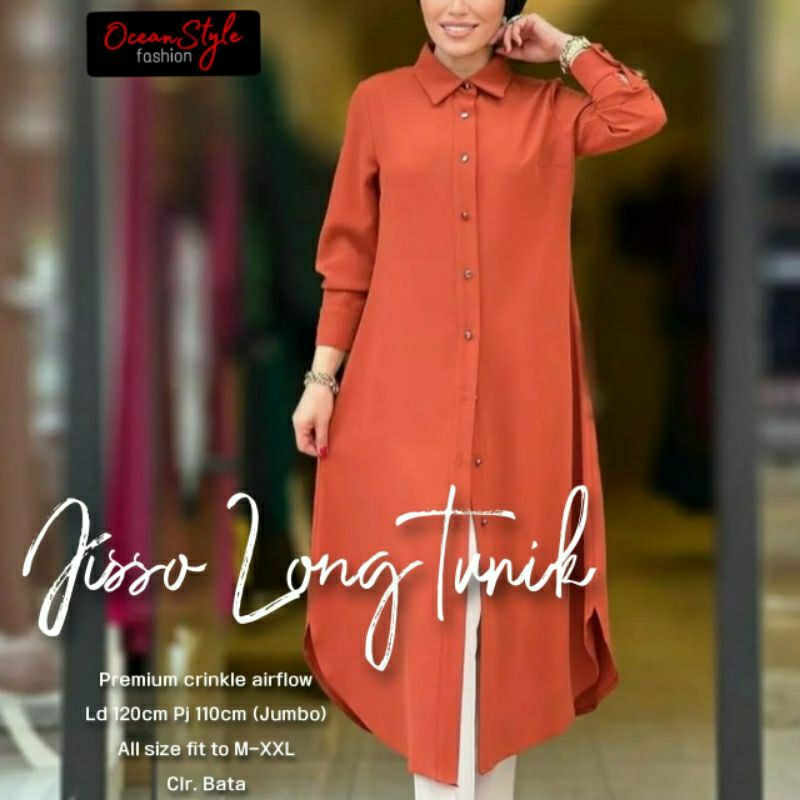 Jisso Long Tunik Matt Crinkle Airflow Premium