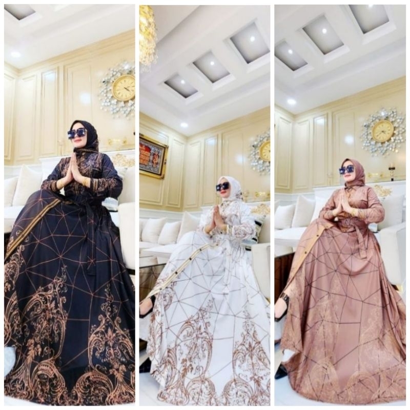NEW MAXY DRESS SCUBA MOTIF SPIDER BY SYAHIRA