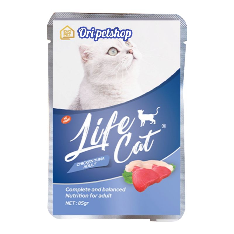 (12 pouch) Life Cat Sachet Adult Chicken Tuna Makanan Basah Kucing 85g