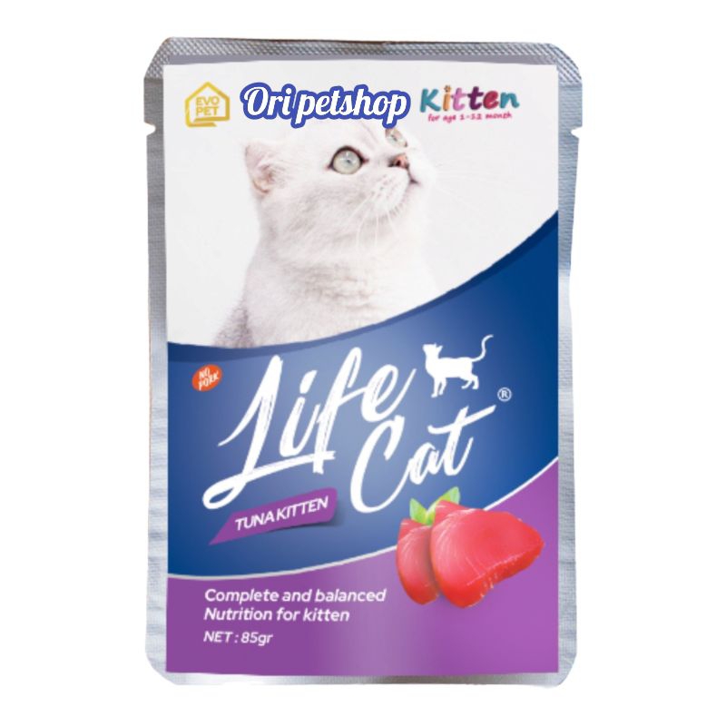 (24 pouch) Life Cat Sachet Kitten Tuna Makanan Basah Kucing 85g