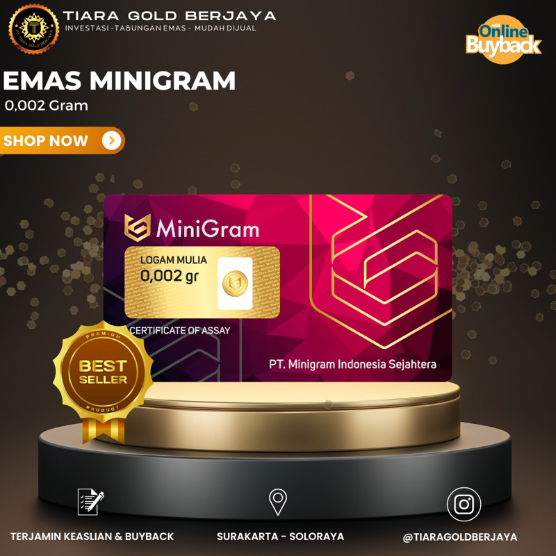 EMAS_MINIGRAM 0.002 Gram LOGAM MULIA 24 KARAT DIJAMIN ORIGINAL 100% EMAS MURNI ASLI TERMURAH SOUVENI