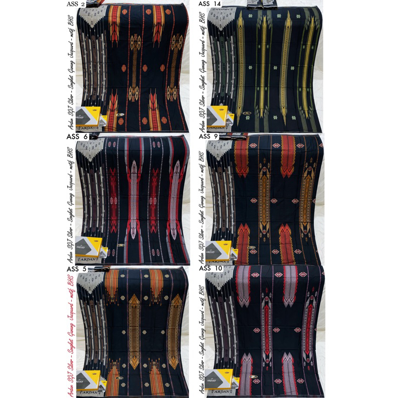 Sarung Ardan SGJ Silver Hitam full motif Timbul by Ketjubung Songket Gunung Jacquard motif BHS SGF S