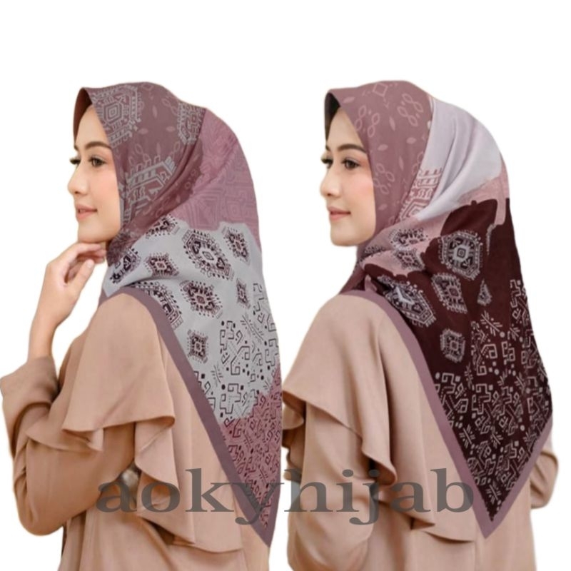 Terbaru !! Hijab Voal Segiempat Motif Misyara Series Kerudung Segiempat Motif Jilbab Voal