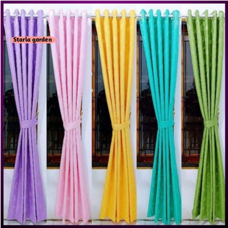 Gorden Embos polkadot smokring gorden jendela minimalis pintu kamar