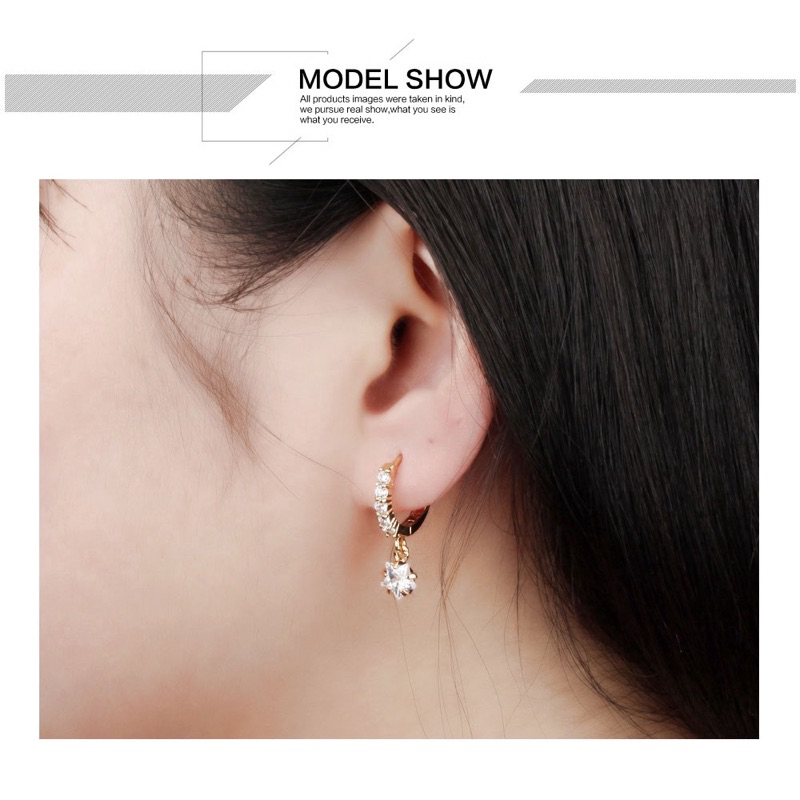 Anting Dewasa - Anak Lapis Emas Permata Viral Trend Elegan Wanita Dewasa Remaja Fleksibel Kekinian