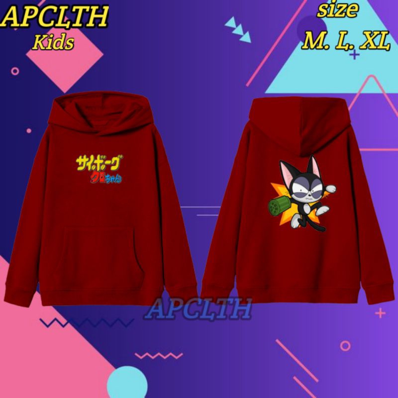 Sweater Hoodie Anak laki Prempuan Cyborg Kuro Chan