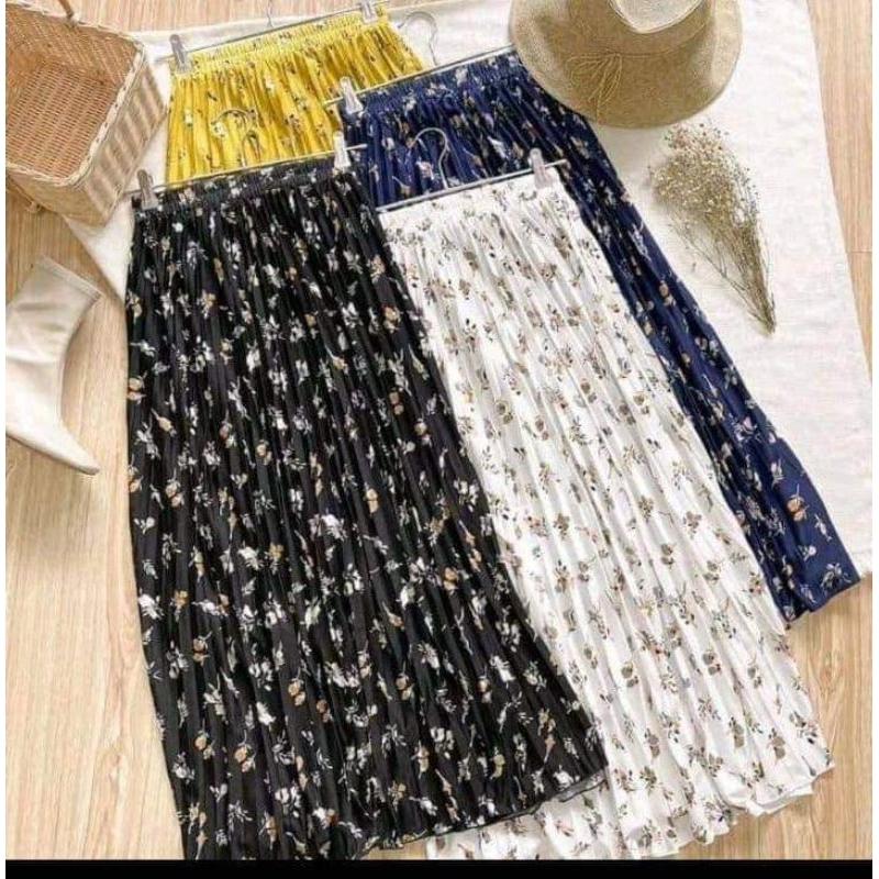 Rok Plisket Motif | Rok Plisket Bunga | Rok Plisket Motif Bunga