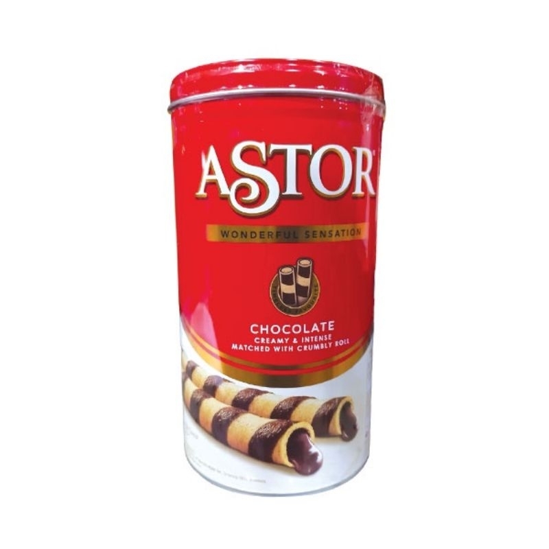 

astor stik wafer coklat kaleng 330gr