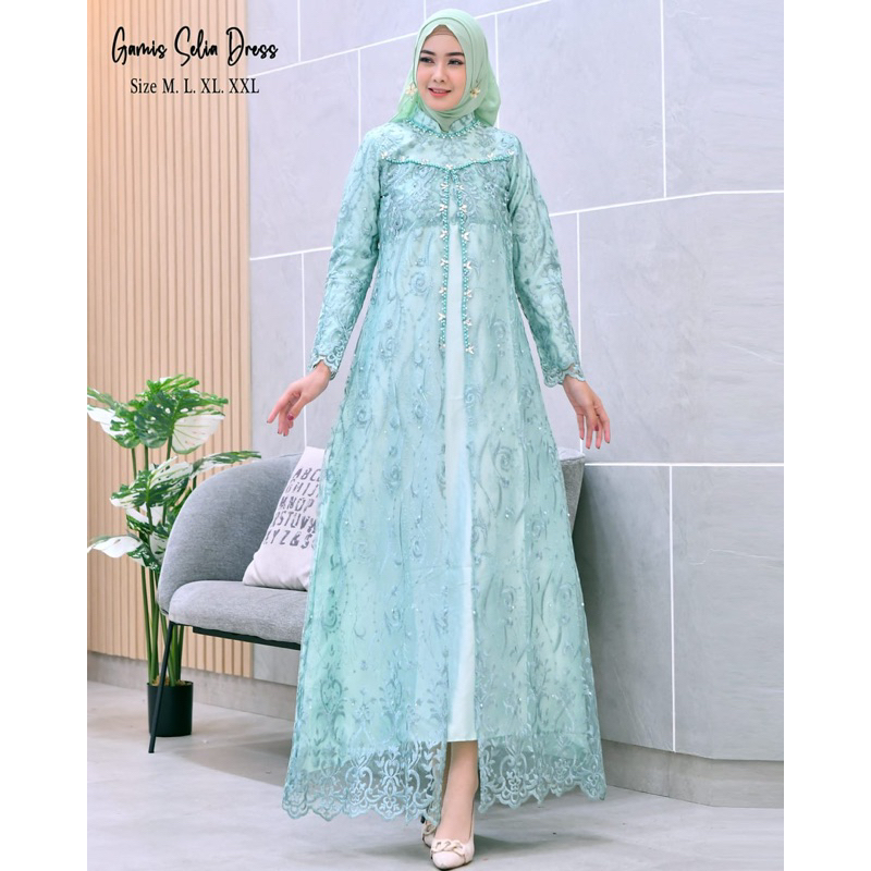 Gamis Selia Dress / Kebaya Dress Modern / Gamis Kebaya Kondangan / Baju Gamis Brukat Tulle / Gamis Modern