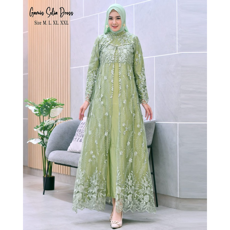 Gamis Selia Dress / Kebaya Dress Modern / Gamis Kebaya Kondangan / Baju Gamis Brukat Tulle / Gamis Modern