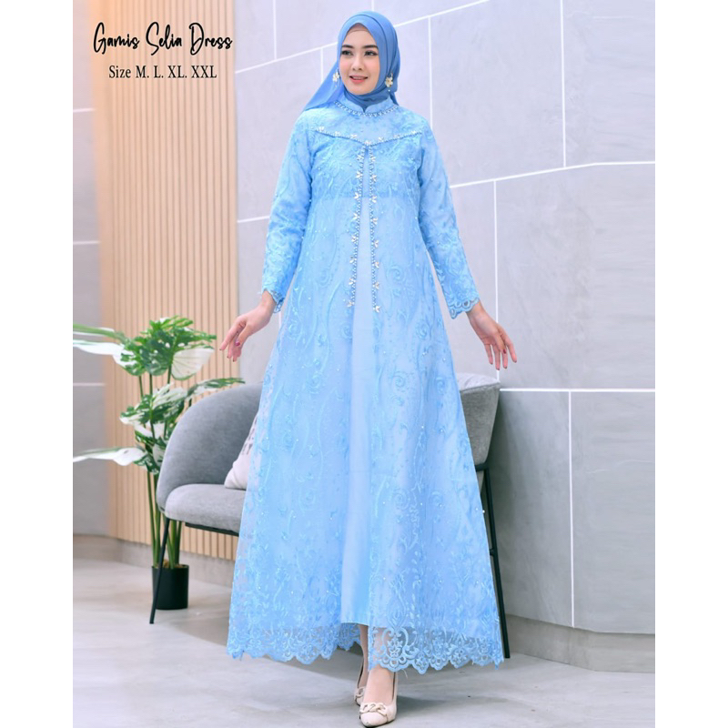 Gamis Selia Dress / Kebaya Dress Modern / Gamis Kebaya Kondangan / Baju Gamis Brukat Tulle / Gamis Modern