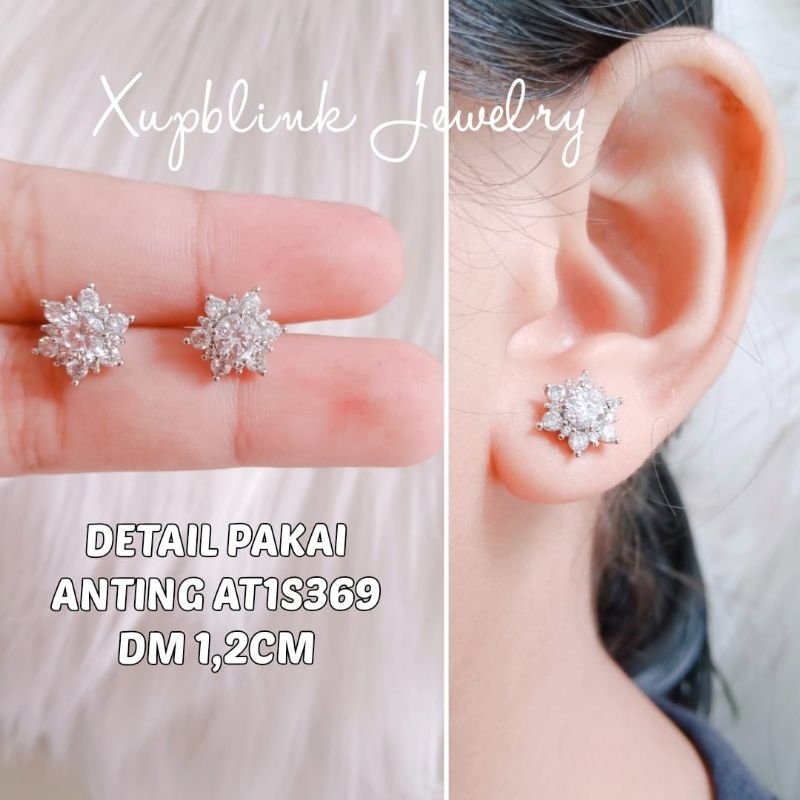 Anting Giwang Titanium Silver Permata  Xupblink Jewelry