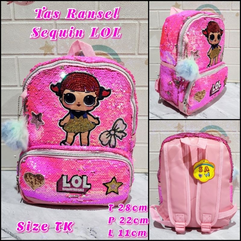 Tas Sekolah Ransel Anak TK dan Paud dan Playgroup Backpack Anak Perempuan Sequin Import