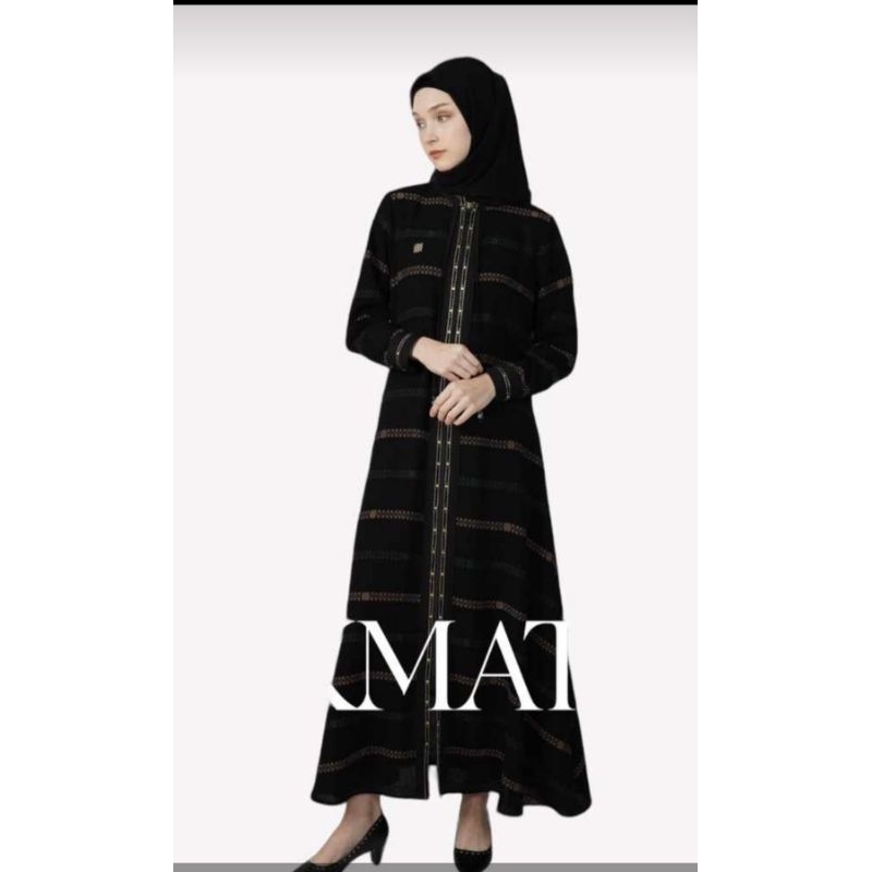 Abaya hikmat original terbaru A9960 black size S M L XL ( harga diskon )