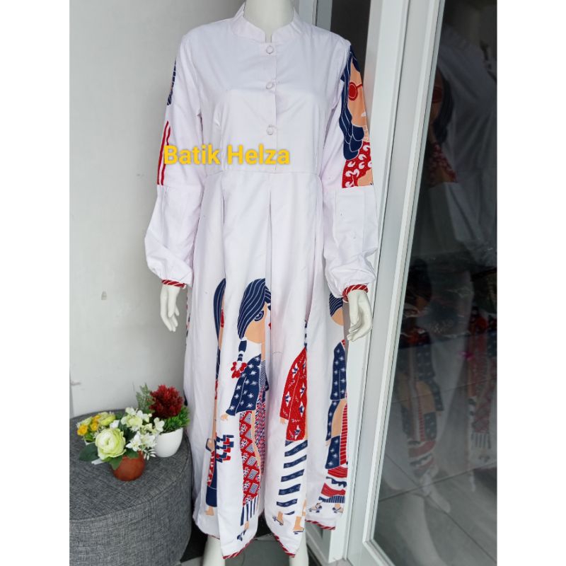 gamis batik karakter wanita modern solo lapis Furing tidak terawang size S-XXXL